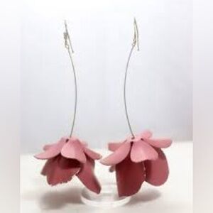 Pink Flower Drop Earrings | Statement Floral Earrings